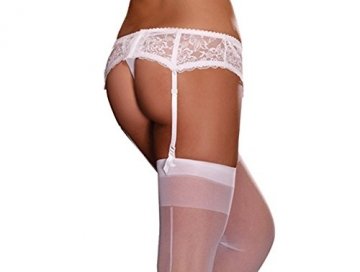 Dreamgirl Women's Plus-Size Sultry Nights Garter Belt, White, One Size Queen - 2
