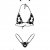 Grey Velvet - exklusives BH-Set Spitze inkl. String - schwarz Gelenkbändern und Maske XS-L - 1