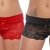 Orion Panty Set - ouvert Reizwäsche für Frauen im Set, Dessous-Höschen aus Spitze mit Öffnung im Schritt, Panty-Slip mit Stretch-Spitze, Schwarz/Rot, L/XL - 2