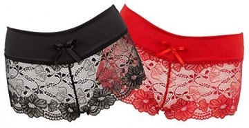 Orion Panty Set - ouvert Reizwäsche für Frauen im Set, Dessous-Höschen aus Spitze mit Öffnung im Schritt, Panty-Slip mit Stretch-Spitze, Schwarz/Rot, L/XL - 1