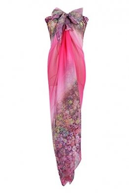PB-SOAR XXL Mode Damen Sarong Pareo Strandtuch Wickelrock Wickeltuch Schal Halstuch mit Blumenmuster (Pink) - 1