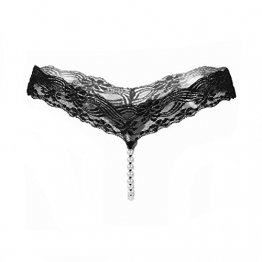 SSScok Damen Strings Unterwäsche, Hochelastische transparente Spitze-weibliche Perle Niedrig-Taille Nahtlose Schlüpfer - 1