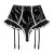 TiaoBug Damen Lack Leder Hot Pants High Waist Ouvert-Slip Bikini Hose Hipster Mini Slip mit Rüschen mit Strumpfhalter Gothic GoGo Outfits Kostüm Schwarz XL - 4