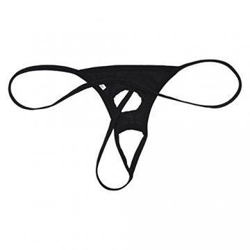 TiaoBug Herren String Tanga Dessous G-String Wetlook Erotik Bikini Slips Unterwäsche Ouvert Strings schwarz M L XL Schwarz M - 4