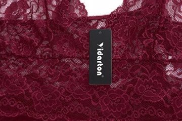 Yidarton Damen Nachtkleid Sexy Babydoll Dessous Set Erotik Lingerie V-Ausschnitt Kleid Spitze Unterwäsche (L, Rot) - 5