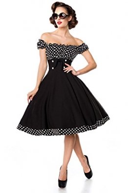 Belsira Schulterfreies Swing-Kleid Frauen Mittellanges Kleid schwarz/weiß S - 1