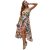 X&Armanis Trägerkleid, sexy V-Ausschnitt Kleid gedruckt Sommerkleid Langer Absatz in Schlinge gedruckt,Koralle,S - 4