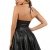 Miss Noir Wetlook Damen Kleid V-Ausschnitt Rückenfreies Partykleid Exklusives Clubwear,Schwarz,XXL - 3