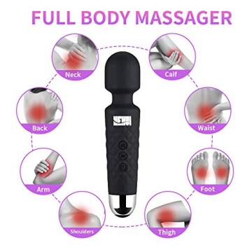 Massagestab HEHUI Handheld Silikon Massagegerät mit 8 kraftvolle Geschwindigkeiten 20 intensiv Vibrationsmodi，Massage für Körper Nacken Schulter Rücken Arme und Beine Fuß, USB Wiederaufladbar - 7