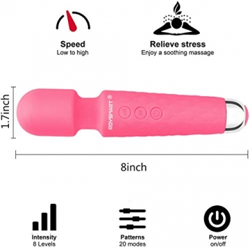 Roysmart Magic Wand Massagestab kabelloser elektrisch - Massager mit 20 verschiedenen Vibrationsmodi und 8 Geschwindigkeiten - Perfekt für Muskelschmerzen und Erholung nach Ihrem Sportprogramm - Pink - 6