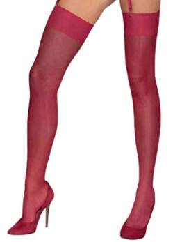 Selente Lovely Legs verführerische Damen Strapsstrümpfe, made in EU (L/XL, rubinrot) - 1
