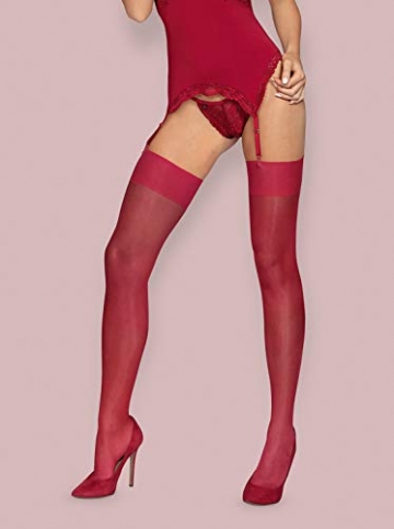 Selente Lovely Legs verführerische Damen Strapsstrümpfe, made in EU (L/XL, rubinrot) - 4