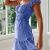 Ybenlover Damen Blumen Sommerkleid High Waist Volant Kleid Vintage Minikleid Strandkleid, Blau, M - 3