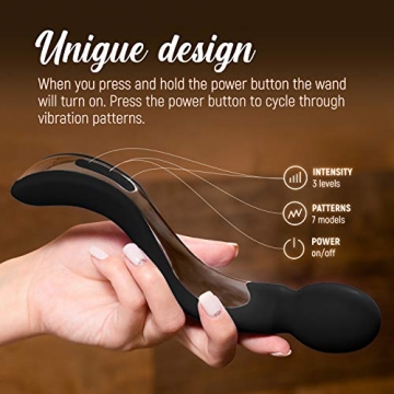 LuLu 8+ Wand - Personal Massager with 7 Magic Modes - Cordless Therapeutic for Neck Back Body Massage - Helps with Sports Recovery & Muscle Aches - Black - 2