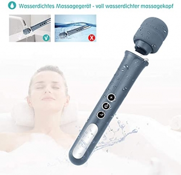 MANFLY Handheld Massagegerät Vibration, Kabellos Silikon Massager Wand mit 5 * 10 Vibrationsmodi, Massagestab für Nacken, Schultermuskeln und Nacken, USB wiederaufladbar (grau) - 4