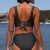 Beachsissi Damen Hoch taillierte Badeanzüge Criss Cross Drawstring Side Bikini Sets Lace Up 2 Stück Badeanzüge, Schwarz, L - 2