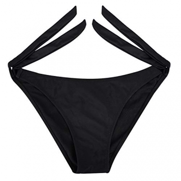 Cassiecy Bikini Damen Set Push Up Zweiteilige Bademode Neckholder Bikini High Waist Bikinihose Split Badeanzug Strandkleidung（schwarz,m） - 6