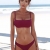 Cassiecy Damen Bikini Set Push Up Gepolstert Bustier Zweiteilig Sommer Sportliches Bademode Strand Bikini(Weinrot,M) - 2