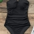 CUPSHE Damen Badeanzug High Neck Bademode Raffung Bauchweg Cut Out Einteilige Strandmode Swimsuit Schwarz M - 4
