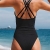 CUPSHE Damen Badeanzug mit Ringen Triangel Cutout Monokini Crossback Tiefer Rückenausschnitt Einteilige Bademode Swimsuit Schwarz S - 3