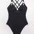 CUPSHE Damen Badeanzug mit Ringen Triangel Cutout Monokini Crossback Tiefer Rückenausschnitt Einteilige Bademode Swimsuit Schwarz S - 4