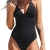 CUPSHE Damen Badeanzug mit Ringen Triangel Cutout Monokini Crossback Tiefer Rückenausschnitt Einteilige Bademode Swimsuit Schwarz S - 1