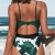 CUPSHE Damen Badeanzug Neckholder Schnürung Monokini Tropischer Blätterprint Crossover Einteilige Bademode Swimsuit Grün L - 2