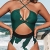 CUPSHE Damen Badeanzug Neckholder Schnürung Monokini Tropischer Blätterprint Crossover Einteilige Bademode Swimsuit Grün L - 4