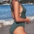 CUPSHE Damen Badeanzug Tiefer V Ausschnitt Lace Up Monokini Figurformend Unifarben Gerippte Einteilige Bademode Swimsuit Eden S - 3