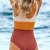 CUPSHE Damen Badeanzug Tiefer V Ausschnitt Monokini Colorblock Riemchen Einteilige Bademode Swimsuit Mehrfarbig L - 3