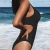 CUPSHE Damen Badeanzug Triangel V Ausschnitt Monokini Zierausschnitten Überkreuztes Rückendesign Figurformend Einteilige Bademode Swimsuit Schwarz XL - 3