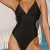 CUPSHE Damen Badeanzug Triangel V Ausschnitt Monokini Zierausschnitten Überkreuztes Rückendesign Figurformend Einteilige Bademode Swimsuit Schwarz XL - 4