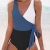 CUPSHE Damen Badeanzug V Ausschnitt Wickeloptik Monokini Farbblock Geknotete Einteilige Bademode Swimsuit Blau XL - 3
