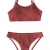 CUPSHE Damen Bikini Set Bandeau Geraffter Bikini Low Waist Gesmokte Bademode Zweiteiliger Badeanzug Ziegelrot S - 2