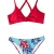 CUPSHE Damen Bikini Set Knot Triangel Bikini Swimsuit Blumenmuster Low Rise Bademode Zweiteiliger Badeanzug Rot/Blau M - 2