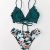 CUPSHE Damen Bikini Set mit Muschelkante Triangel Bikini Tropicalmuster Bademode Zweiteiliger Badeanzug Grün M - 4