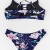 CUPSHE Damen Bikini Set mit Zierband Tropicalmuster Bandeau Bikini Bademode Cut-Out Zweiteiliger Badeanzug Marineblau S - 4