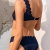 CUPSHE Damen Bikini Set One Shoulder Bandeau Bikinioberteil Wellenkante Strandmode Zweiteiliger Asymmetrischer Badeanzug Blau L - 3