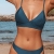 CUPSHE Damen Bikini Set Triangel Breites Unterbrustband Gerippte Bademode Zweiteiliger Badeanzug Blau M - 5