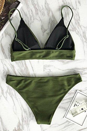 CUPSHE Damen Bikini Set Triangel Breites Unterbrustband Gerippte Bademode Zweiteiliger Badeanzug 