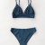 CUPSHE Damen Bikini Set Triangel Breites Unterbrustband Gerippte Bademode Zweiteiliger Badeanzug Blau M - 4