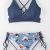 CUPSHE Damen Bikini Set Triangel Geripptes Bikinitop Bademode Kreuzschnürung Zweiteiliger Badeanzug Blau L - 4