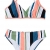 CUPSHE Damen Bikini Set Triangel Streifen Bikini Bademode Low Rise Rainbow Zweiteiliger Badeanzug Swimsuit Mehrfarbig XS - 2