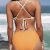 CUPSHE Damen Bikini Set Triangel Wellenkanten Bikini Bademode V Ausschnitt Blumenmuster Mid Waist Zweiteiliger Badeanzug Swimsuit Orange L - 3