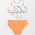 CUPSHE Damen Bikini Set Triangel Wellenkanten Bikini Bademode V Ausschnitt Blumenmuster Mid Waist Zweiteiliger Badeanzug Swimsuit Orange L - 4