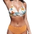 CUPSHE Damen Bikini Set Triangel Wellenkanten Bikini Bademode V Ausschnitt Blumenmuster Mid Waist Zweiteiliger Badeanzug Swimsuit Orange L - 1