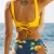 CUPSHE Damen Bikini Set Wickeloptik Obstmuster Low Rise schnürende Bademode Zweiteiliger Badeanzug Zitronengelb M - 3