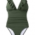 CUPSHE Damen Einteiler Badeanzug Rüschen V Ausschnitt Monokinis Bauchweg Einteiliger Bademode Swimsuit Armee Grün S - 2