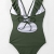 CUPSHE Damen Einteiler Badeanzug Rüschen V Ausschnitt Monokinis Bauchweg Einteiliger Bademode Swimsuit Armee Grün S - 3
