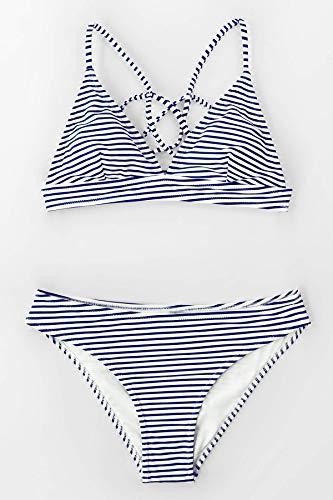 CUPSHE Hit Sommer Streifen Bikini Set, Blau Weiß, M - 2